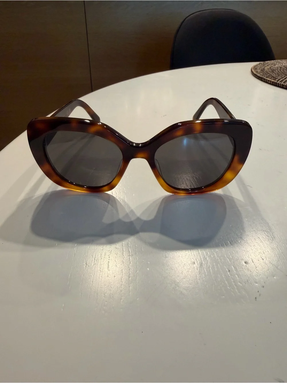 CelineTortoiseshell Square Frame Sunglasses with Gold Accent